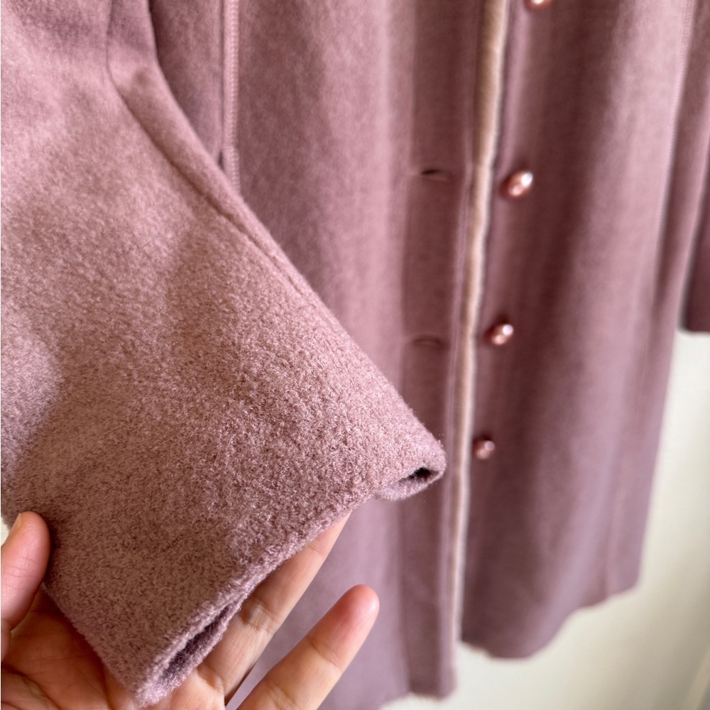 Vintage ARK Wool-Blend Women's Soft Pink Trench Coat-size M - Picture 3 of 11
